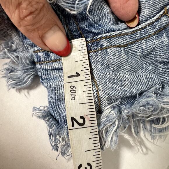 We The Free Womens Y2K Micro Mini Shorts Size 27 Denim Button Fly Festival - Picture 9 of 9